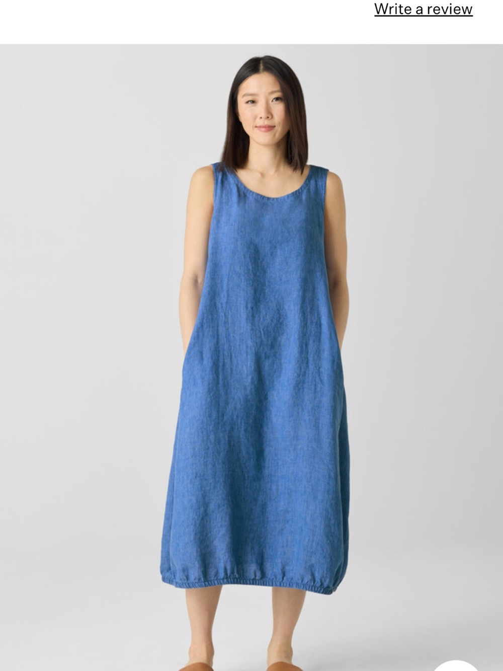Eileen Fisher Blue Sleeveless Linen Midi Dress